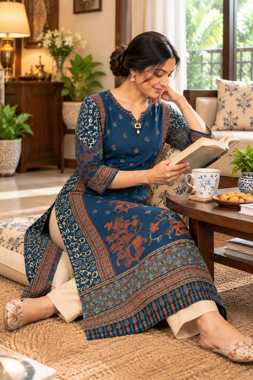 Rojana 1018-ARI blue kurti photo 1