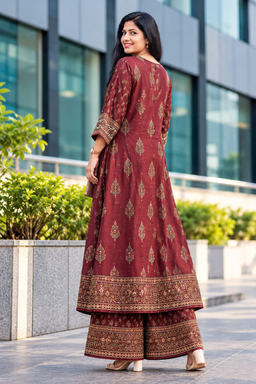 0799-ARI maroon kurti back view
