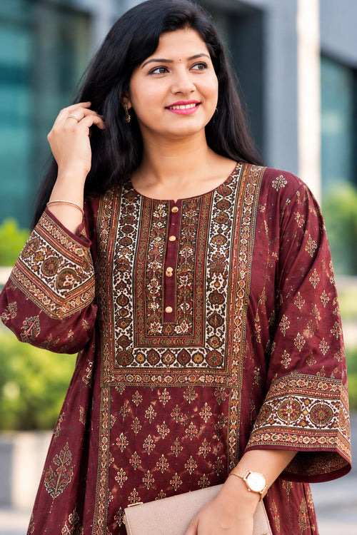 0799-ARI maroon kurti front view
