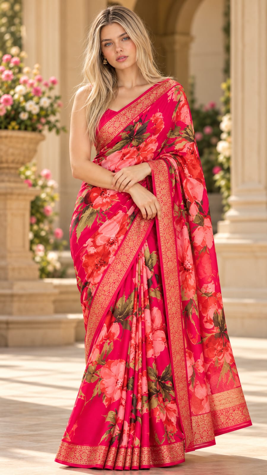 Chinon Border 6-MT saree front view