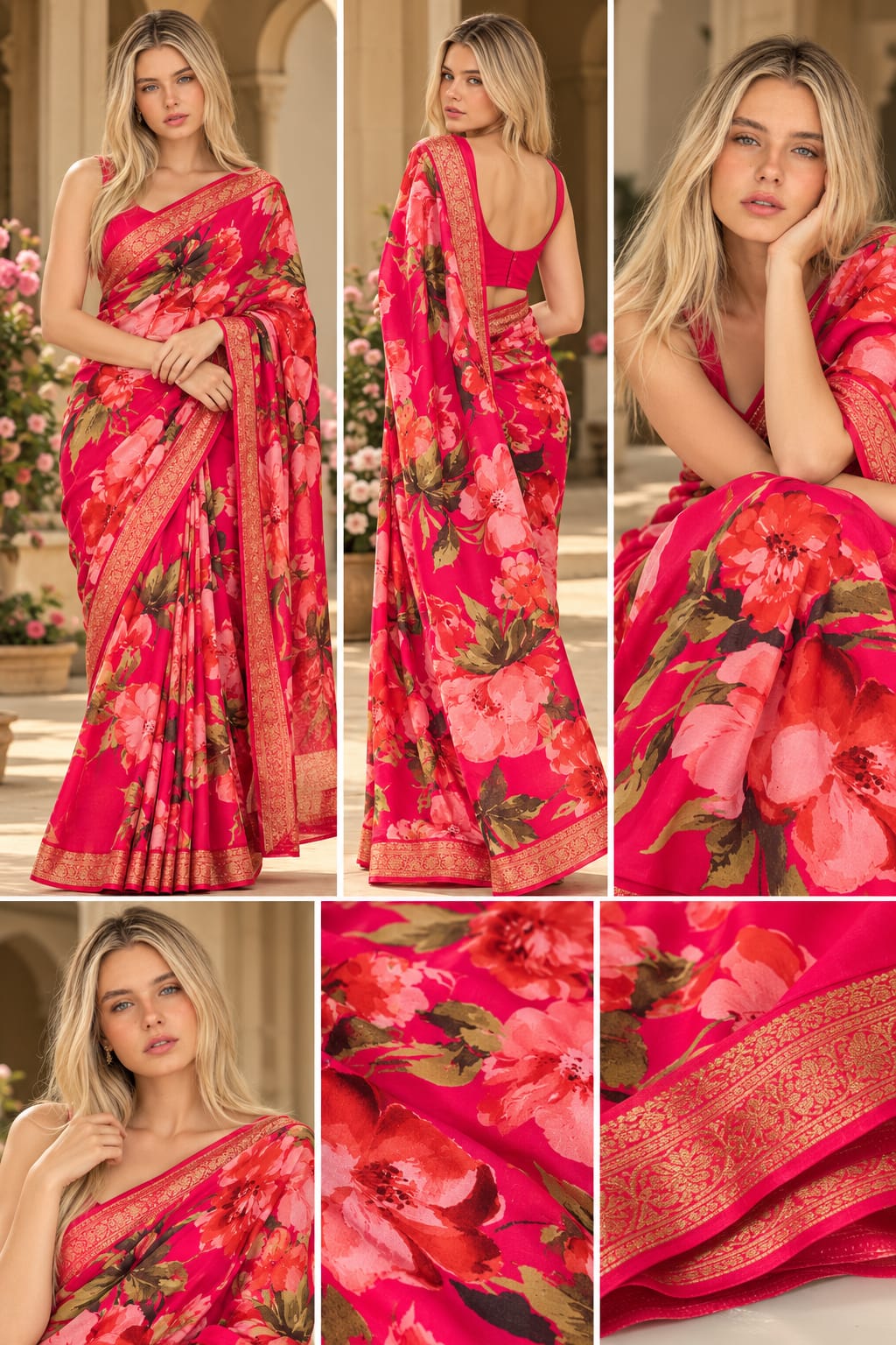 Chinon Border 6-MT saree details collage